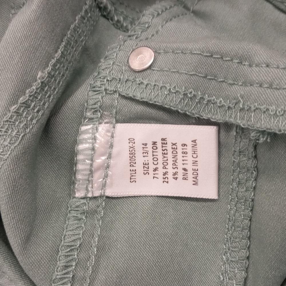 Elite jeans, size 13/14, green, with side cutouts